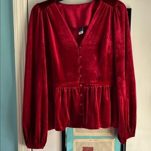 Old Navy Red Velvet Button-Up top
